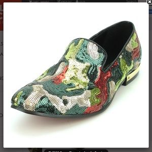 Aurelio Garcia sz 10 suede and camo sequin loafer